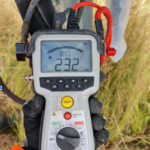 Verification of PV tracker earthing connection during commissioning using a Megger MOM2 micro-ohmmeter