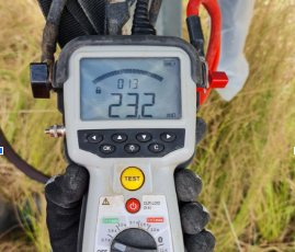 Verification of PV tracker earthing connection during commissioning using a Megger MOM2 micro-ohmmeter